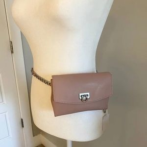 LEATHER LINEA PELLE CHAIN BELT BAG (BLUSH) NEW W TAGS